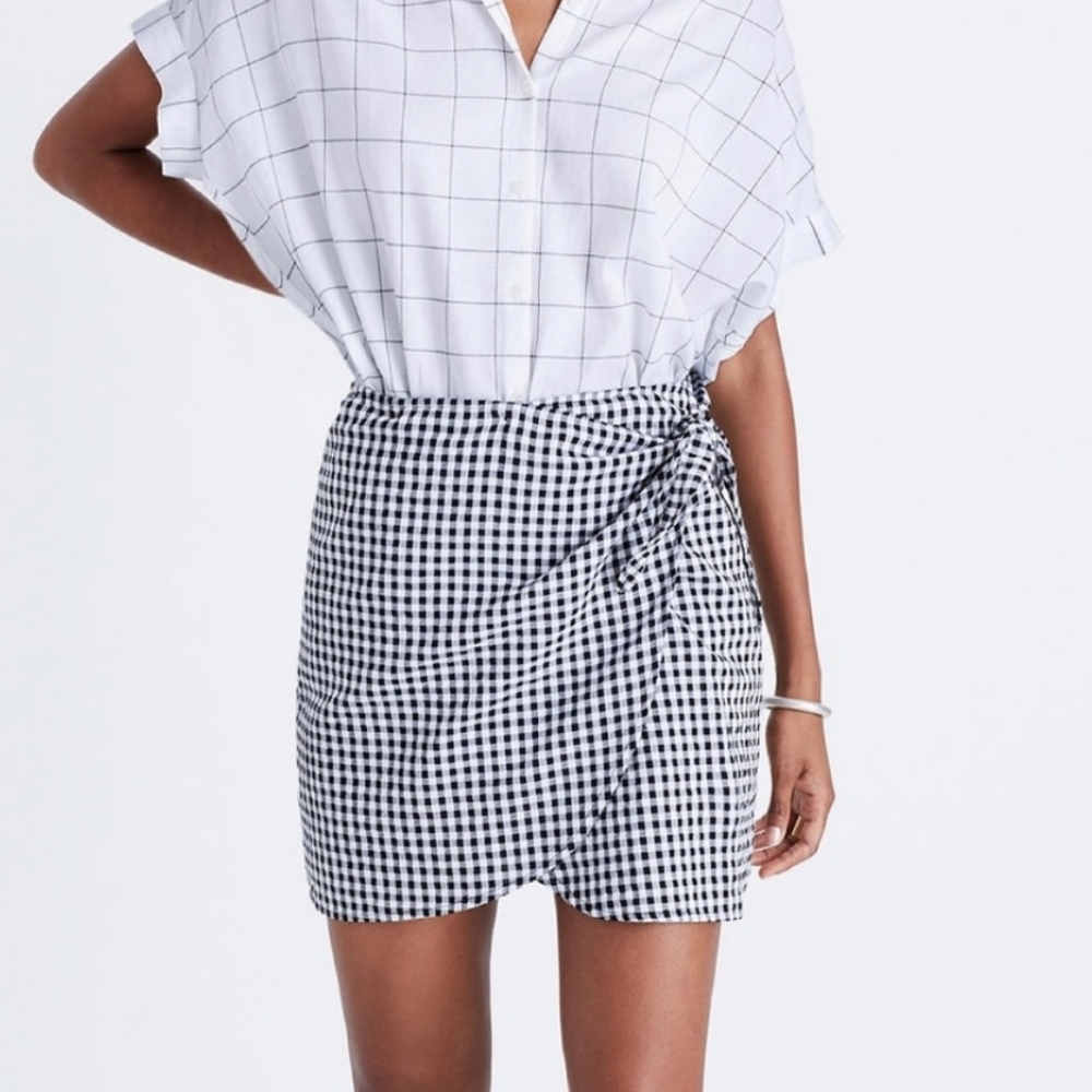 Madewell Wrap Around Gingham Skirt